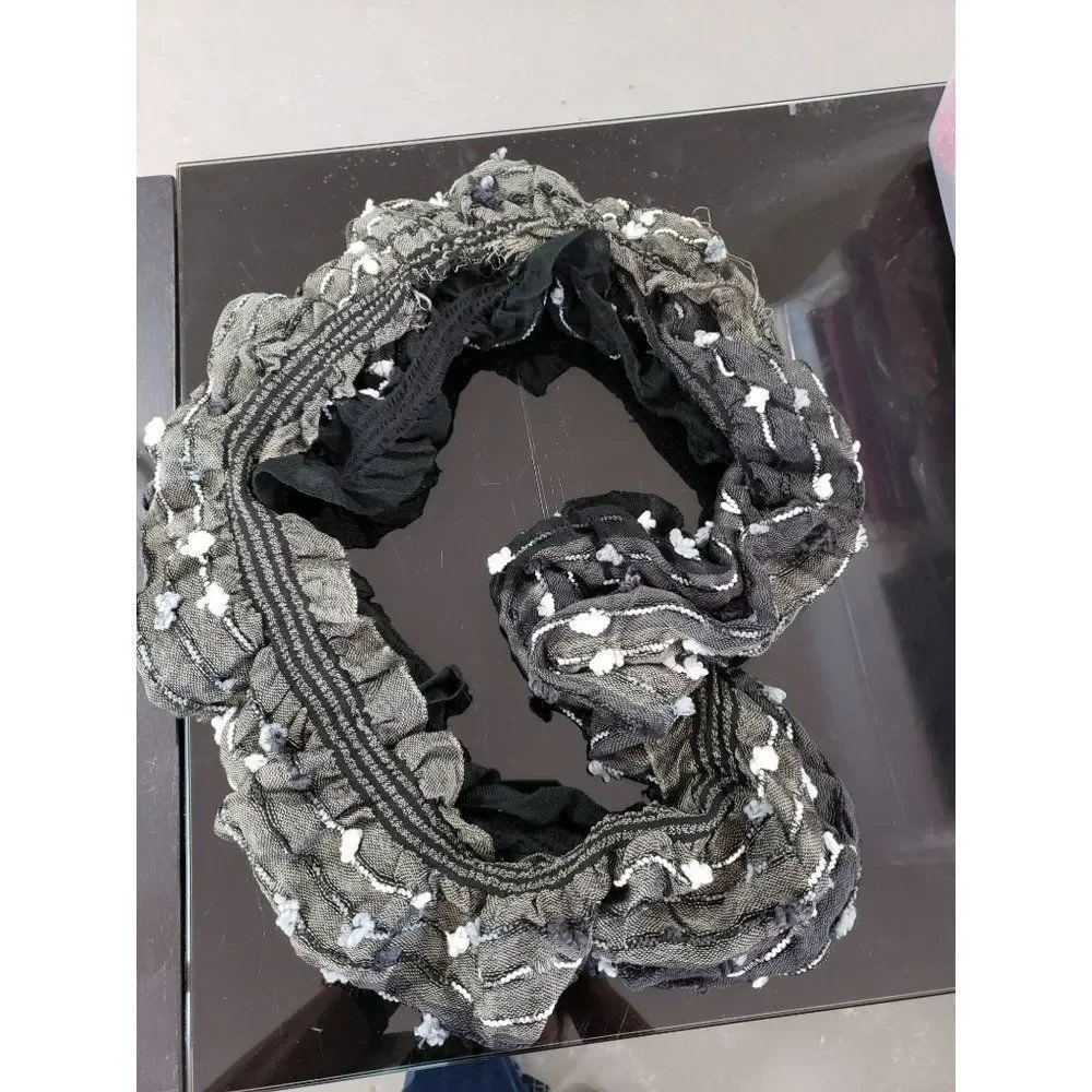 Anthropologie Gray black ombre Ruffle polyester‎ Infinity scarf